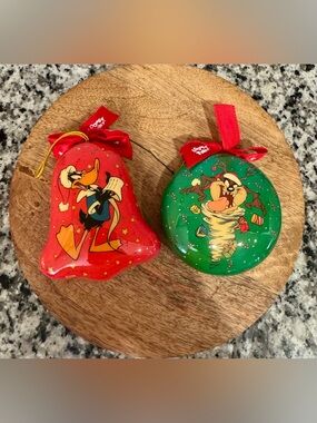 Vintage 1998 Warner Bros. Donald Duck & Taz Holiday Ornaments